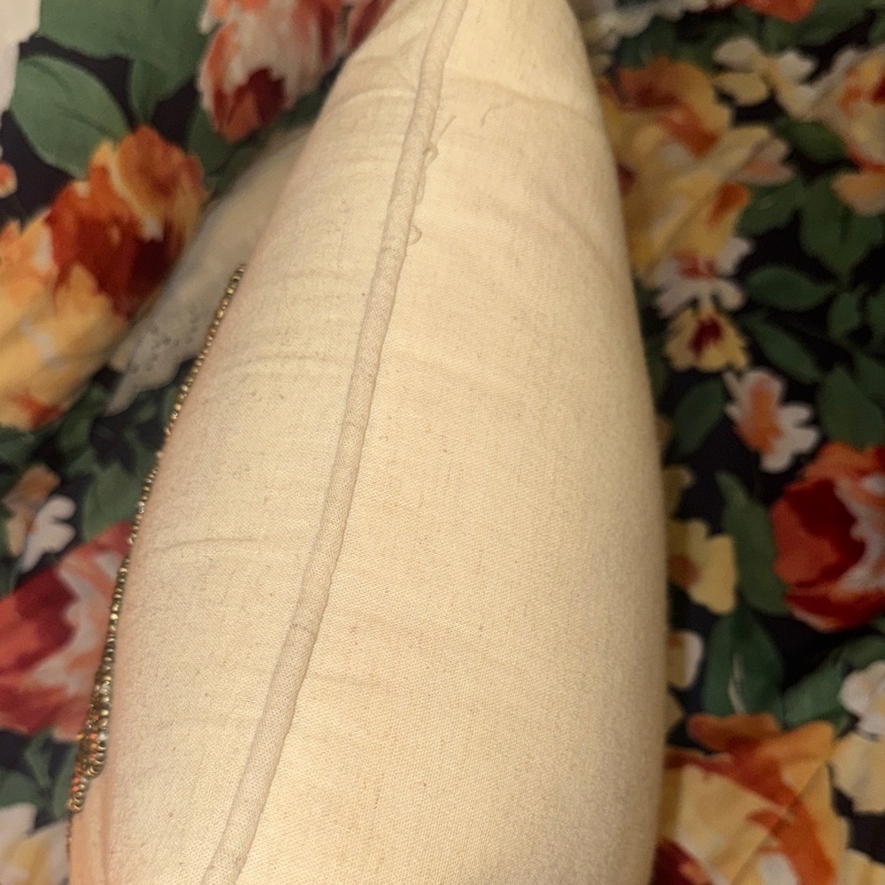 Beaded Gold Medallion Decorative Throw Pillow - Cream - Picture 7 of 8